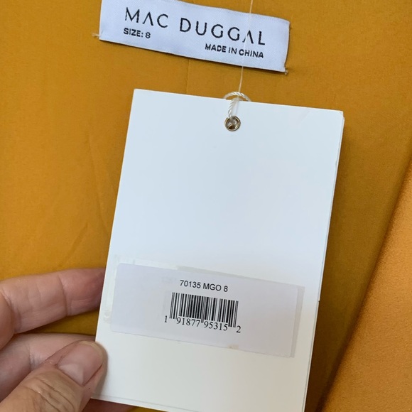 MAC DUGGAL Mango Yellow Long Sleeve Short Wrap Dress NWT 🌴 - Picture 9 of 14